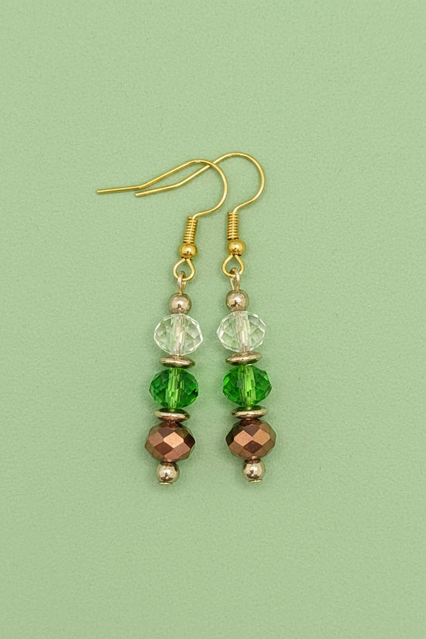 Brown & Green Faceted Earrings