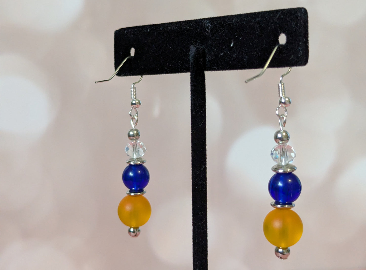 Yellow & Blue Glass Bead Earrings