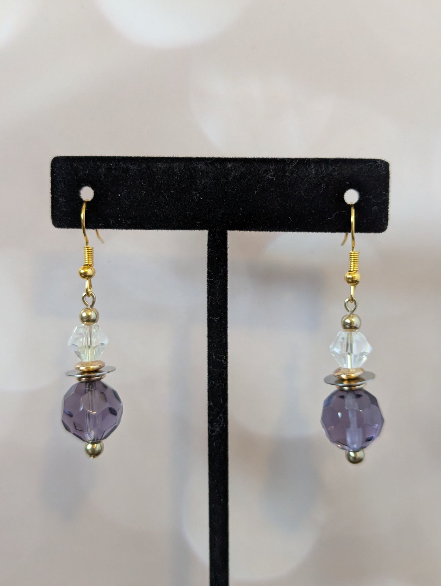 Purple & Clear Hourglass Earrings