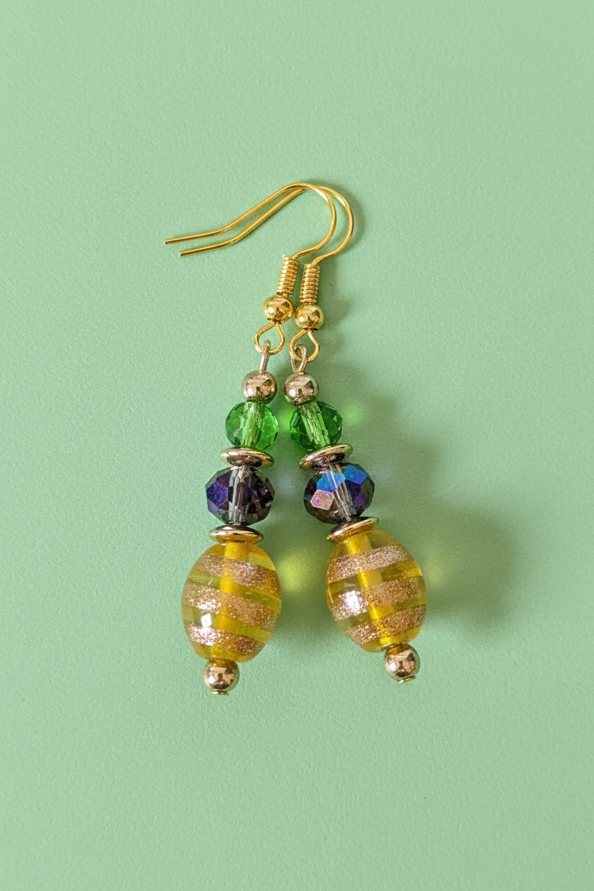 Gold Swirl Glass Earrings
