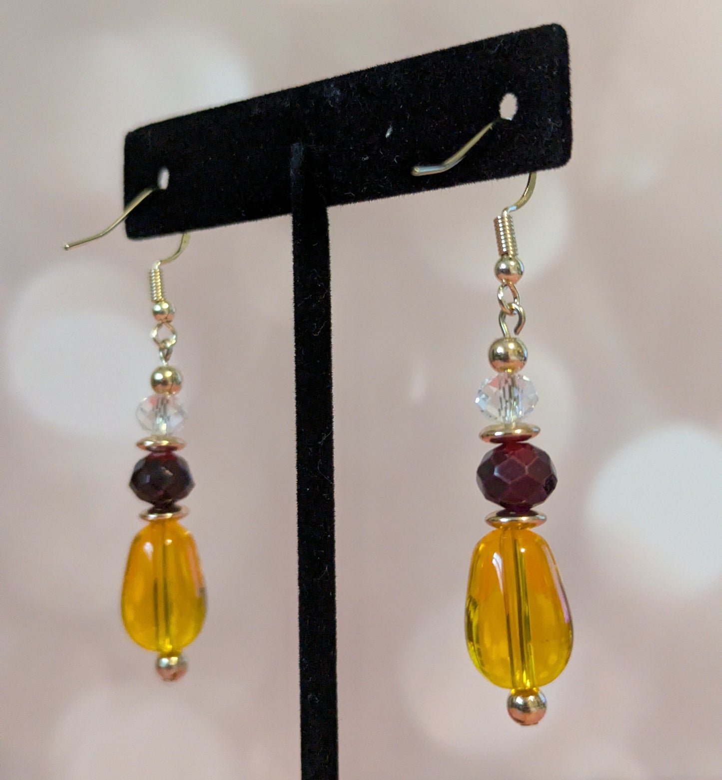 Yellow & Purple Glass Earrings