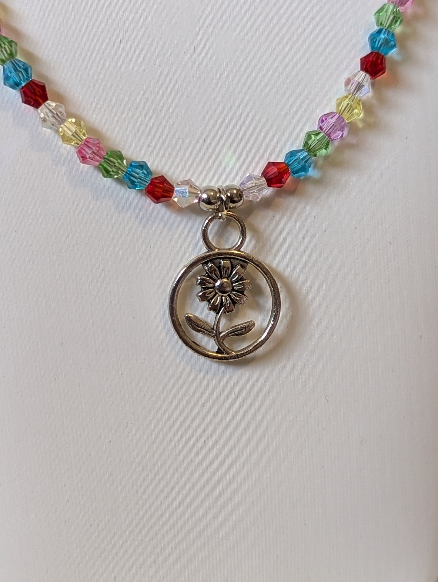 Rainbow Flower Pendant Necklace