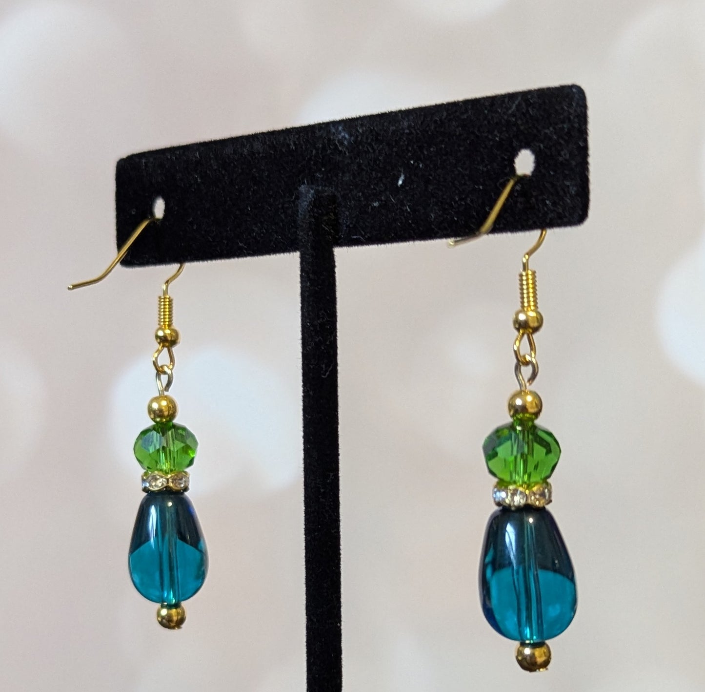 Teardrop Blue & Green Earrings