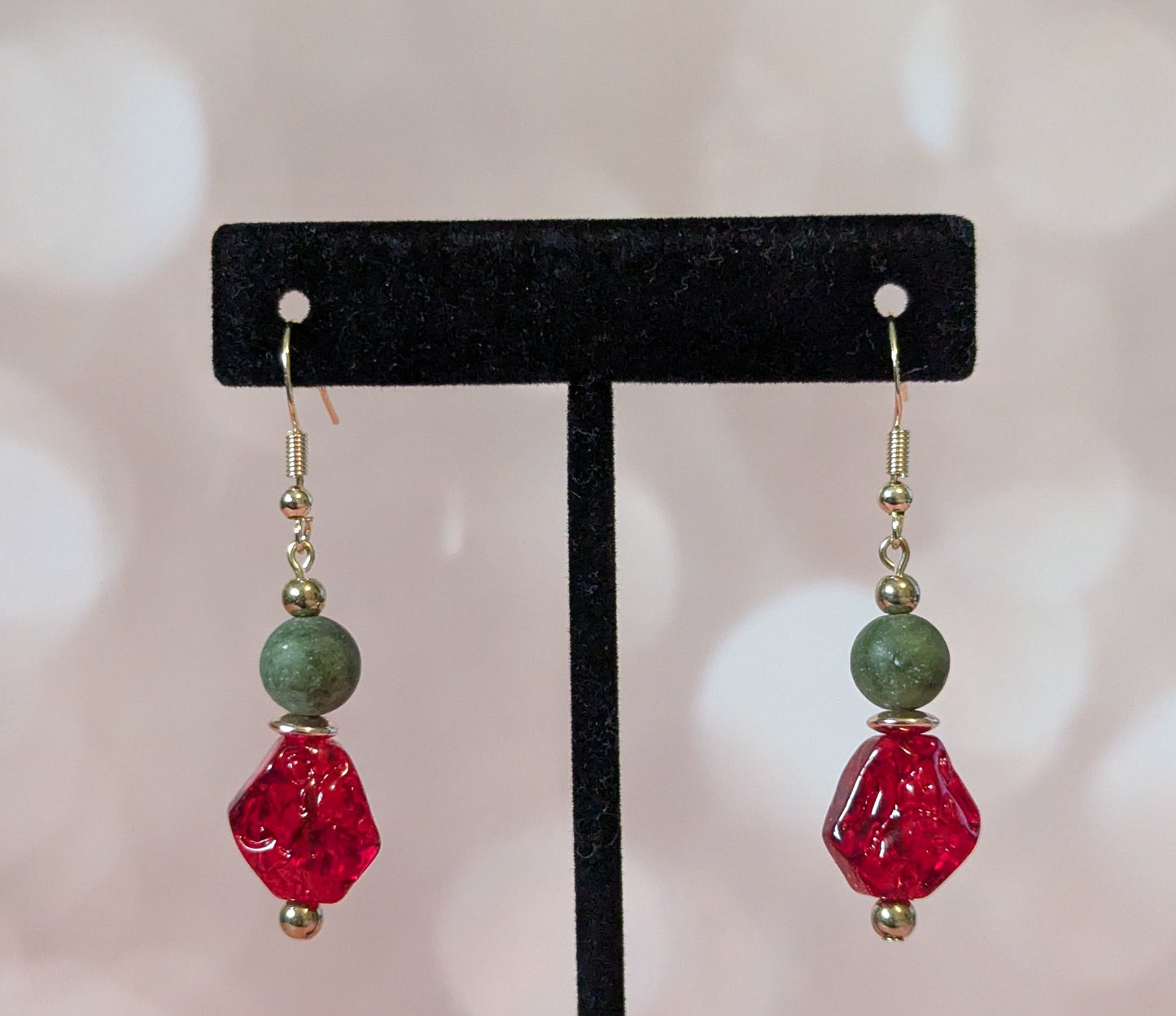 Red & Green Faux Gemstone Earrings