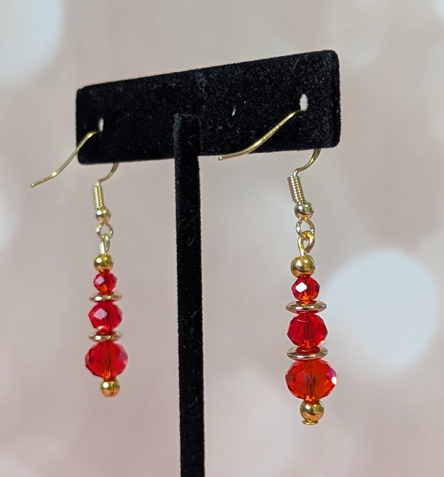 Triple Red Faceted Earrings