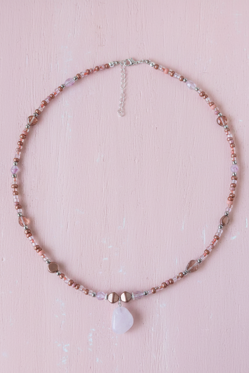 Burgundy Czech Glass Pendant Necklace