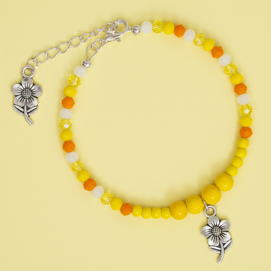 Yellow Flower Wire Bracelet