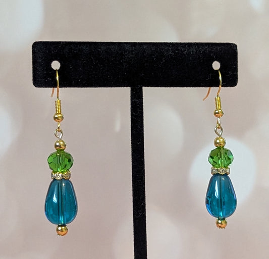 Teardrop Blue & Green Earrings