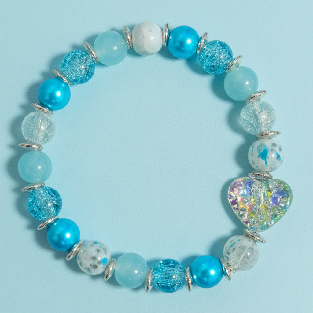 Heart of Blue Bead Bracelet