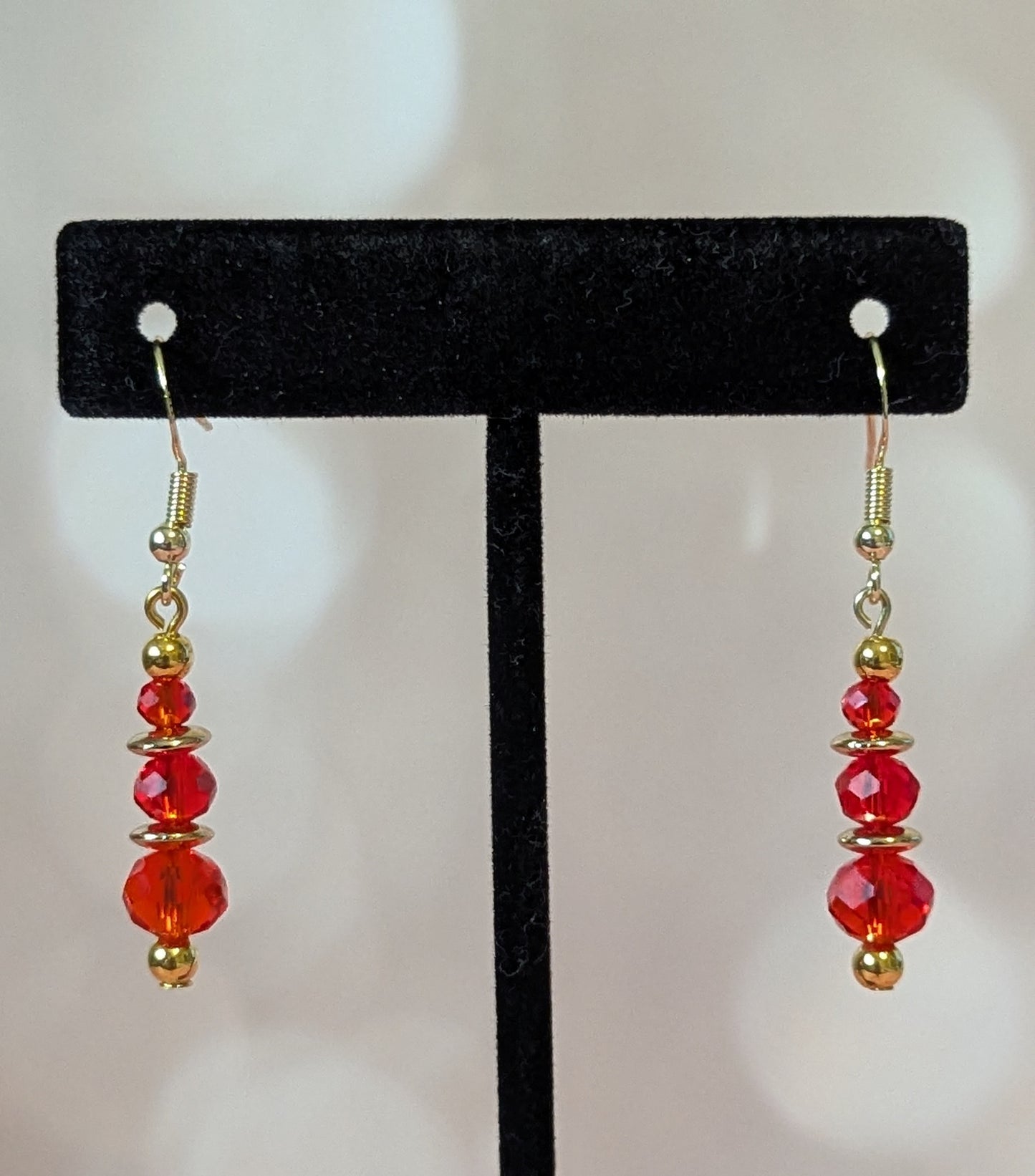 Triple Red Faceted Earrings