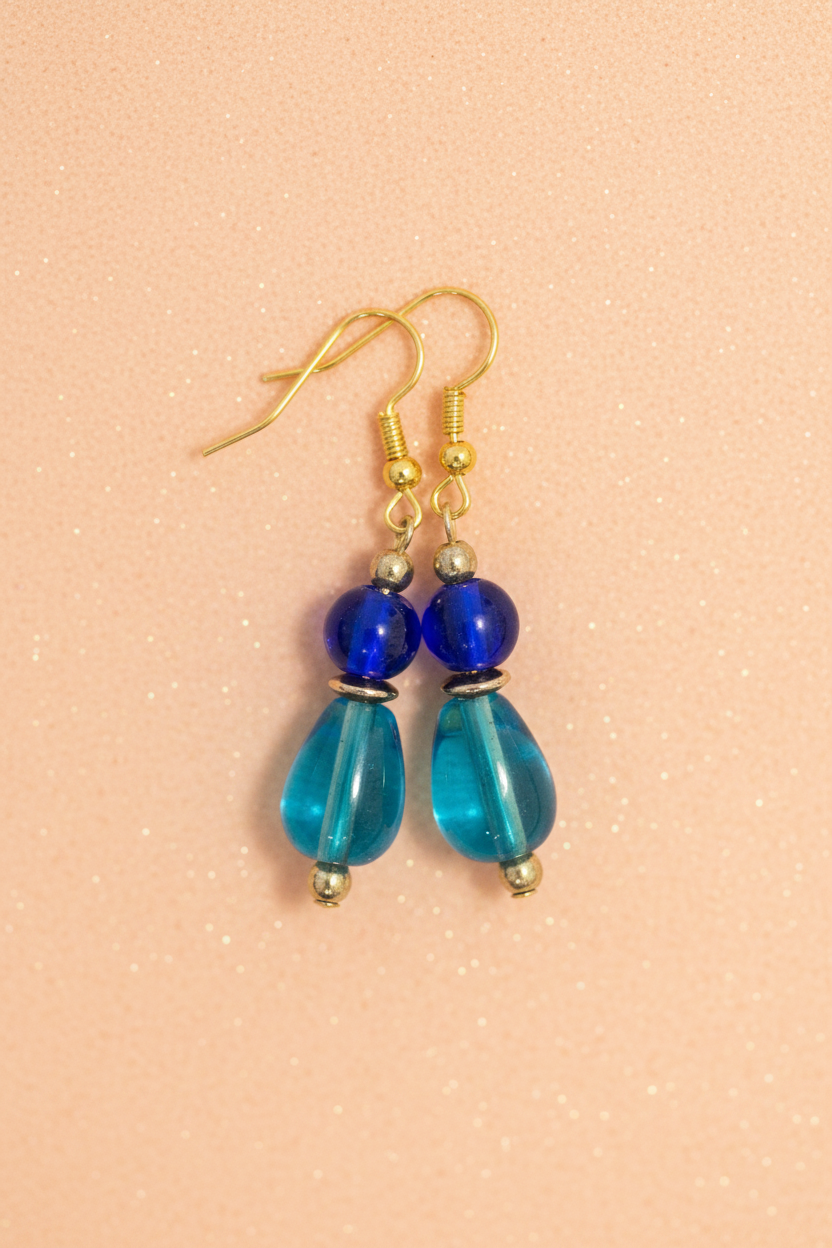 Double Blue Dangle Earrings