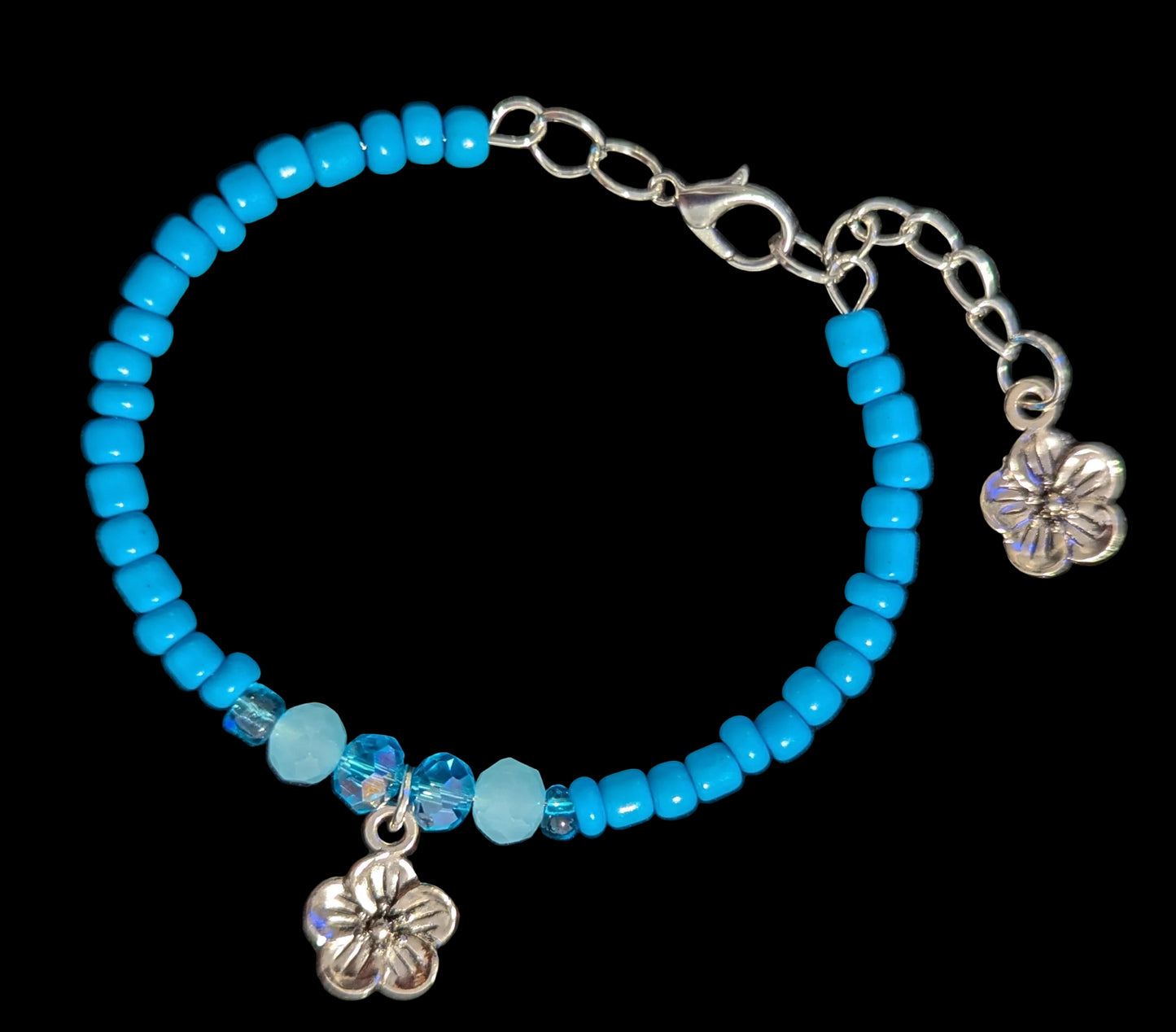 Blue Flower Wire Bracelet