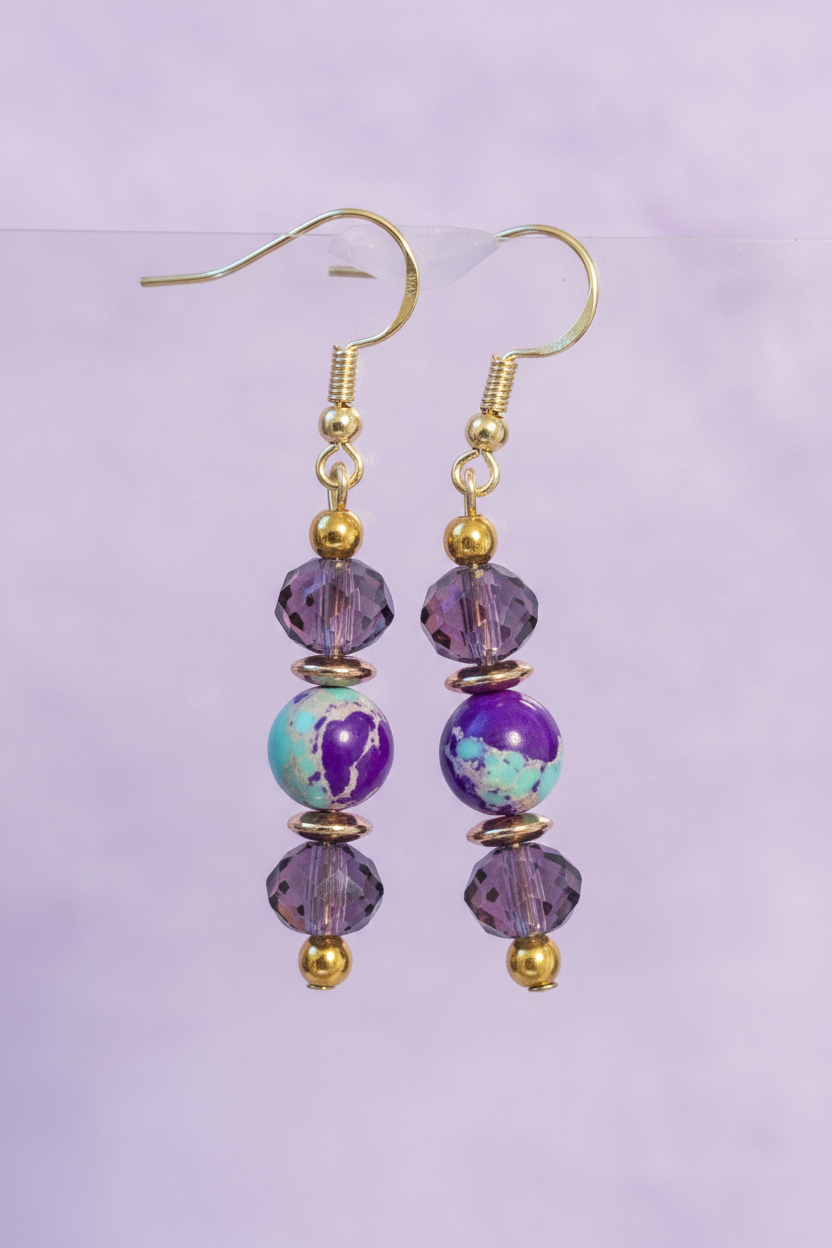 Purple Jasper Bead Earrings