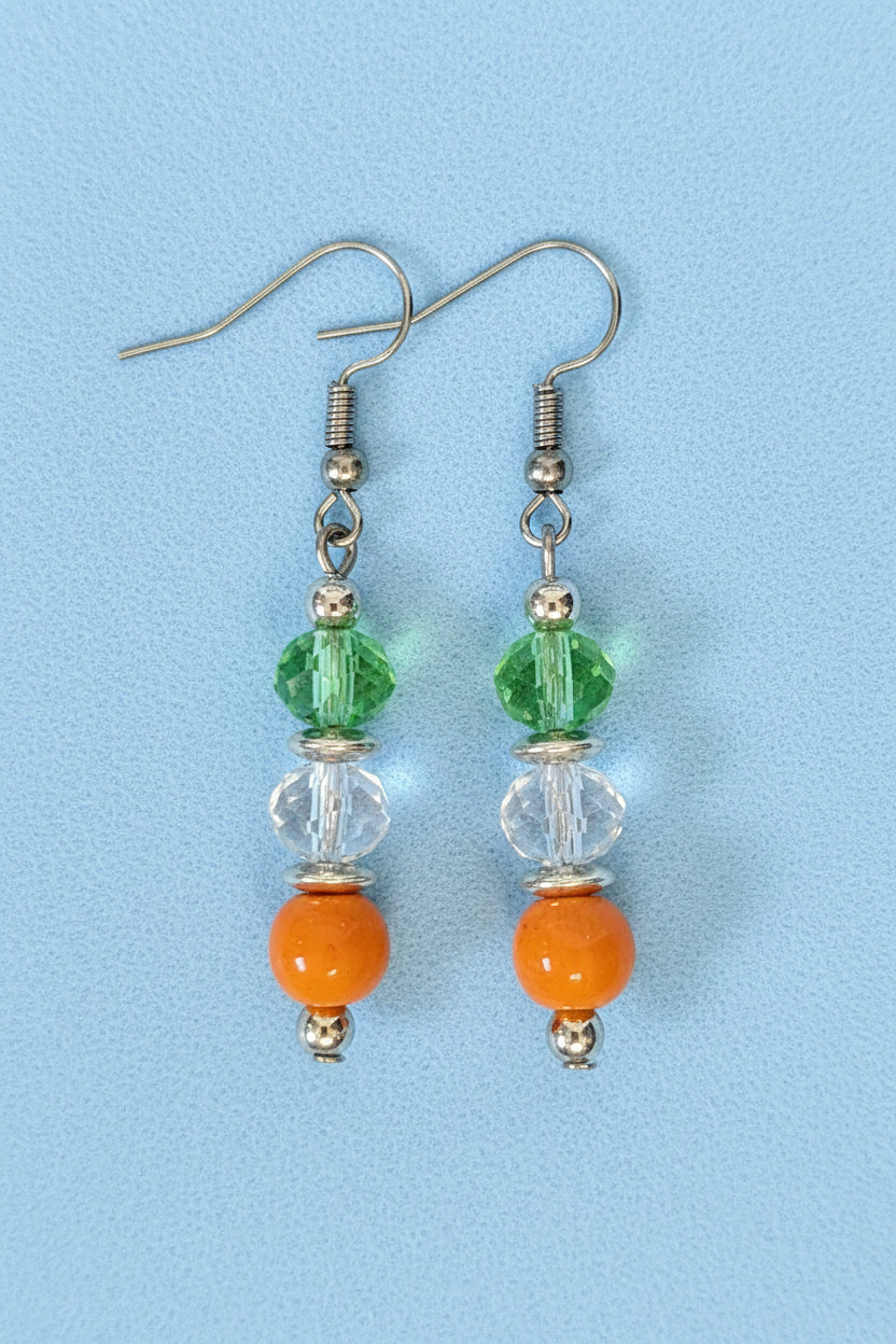 Orange, Clear & Green Earrings