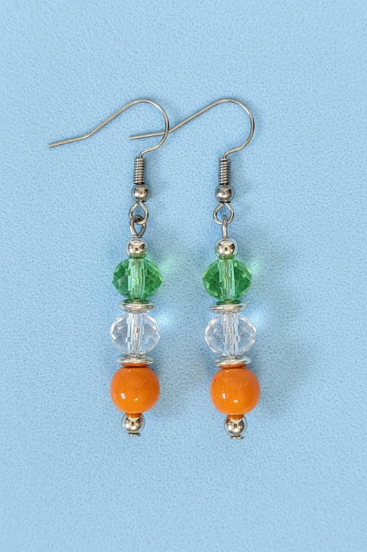 Orange, Clear & Green Earrings