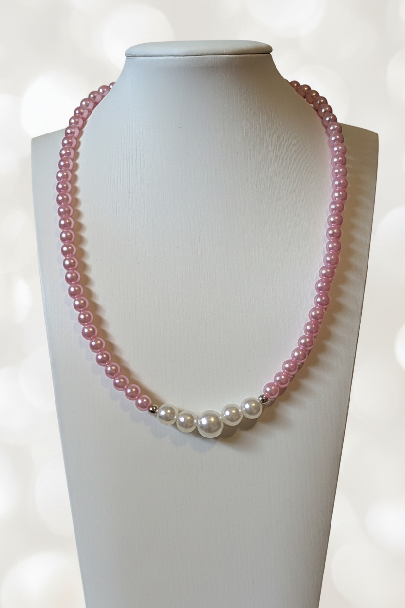 Pink Faux Pearl Necklace