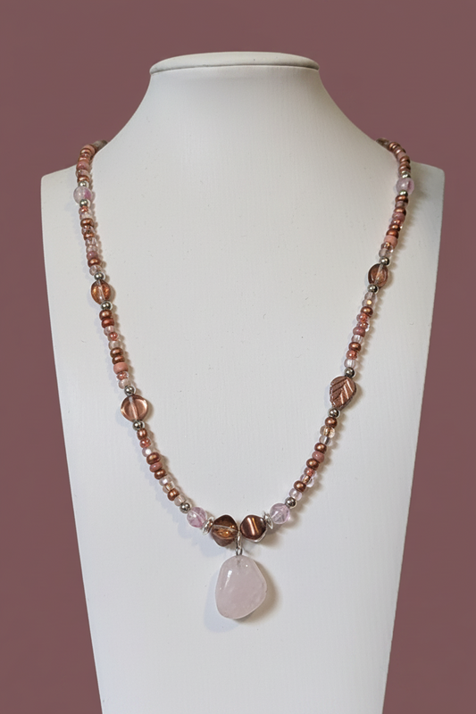 Burgundy Czech Glass Pendant Necklace