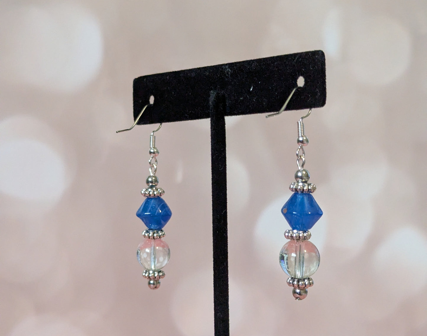 Clearly Blue Glass Bead Earrings