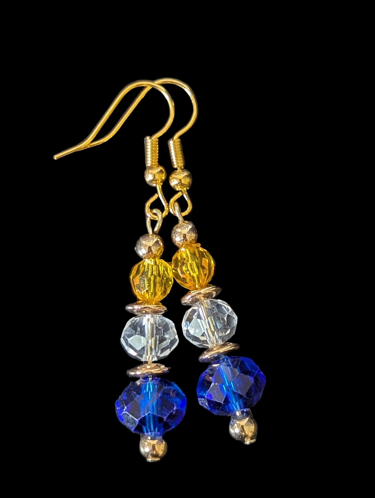 Blue, Clear & Yellow Earrings