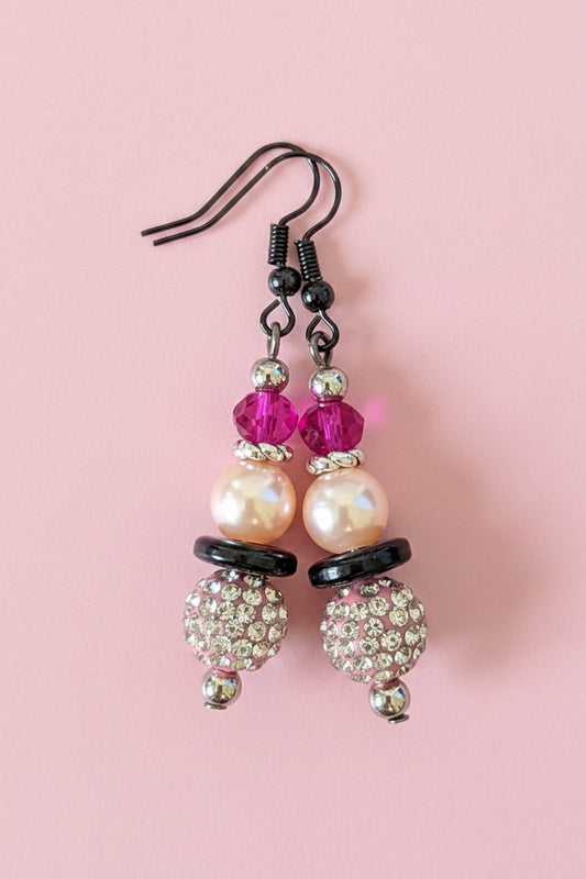 Pink Ball Faux Pearl Earrings
