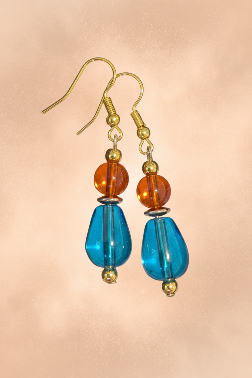 Blue & Orange Dangle Earrings