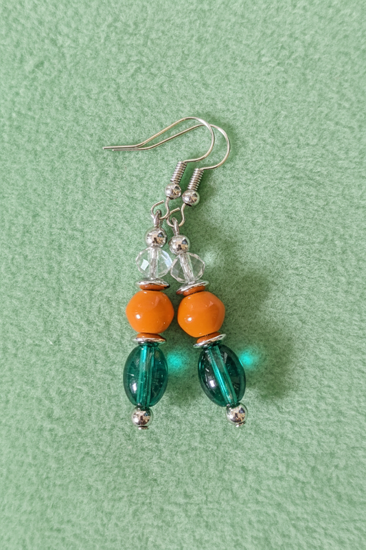 Orange On Green Earrings