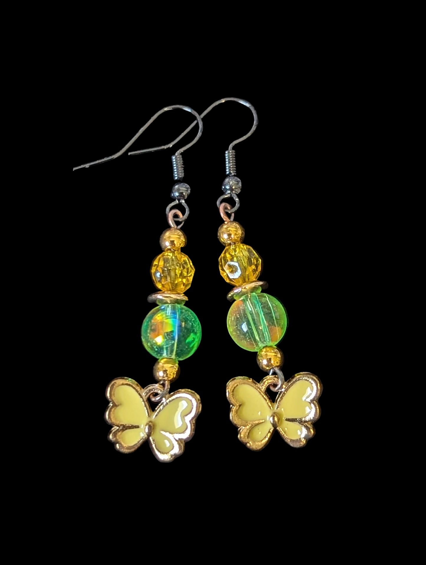 Yellow Butterfly Charm Earrings