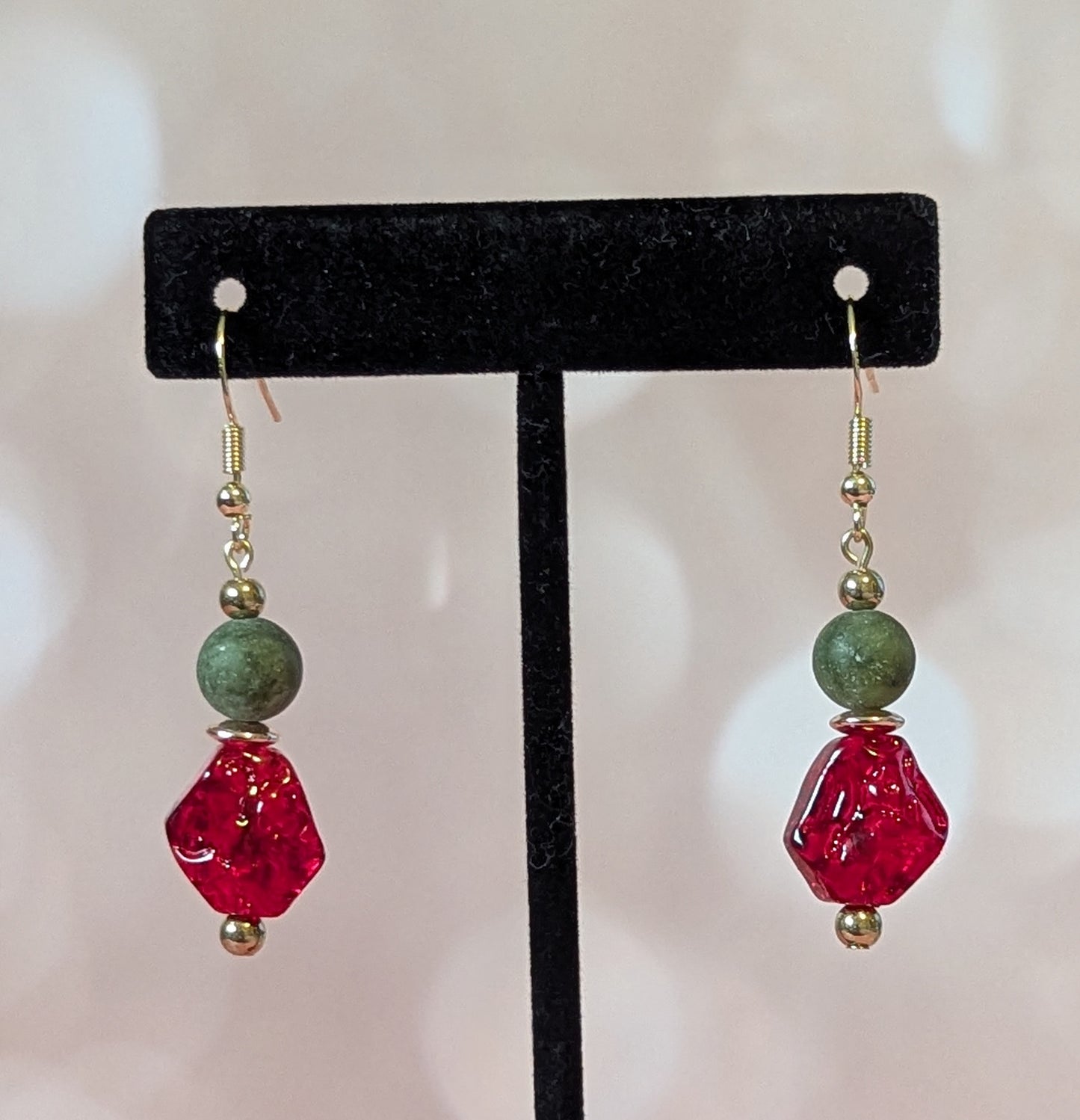 Red & Green Faux Gemstone Earrings