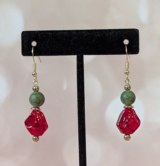 Red & Green Faux Gemstone Earrings