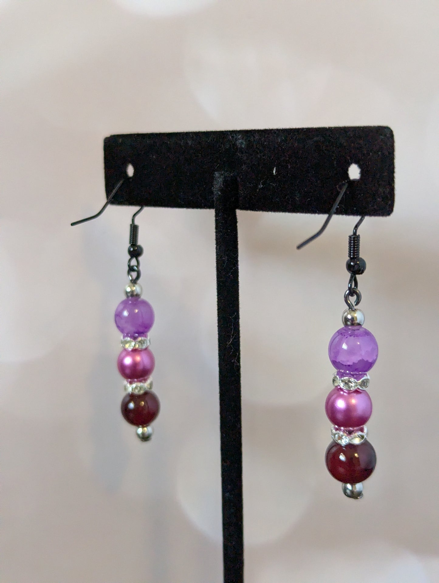 Triple Dangle Earrings (Purple)