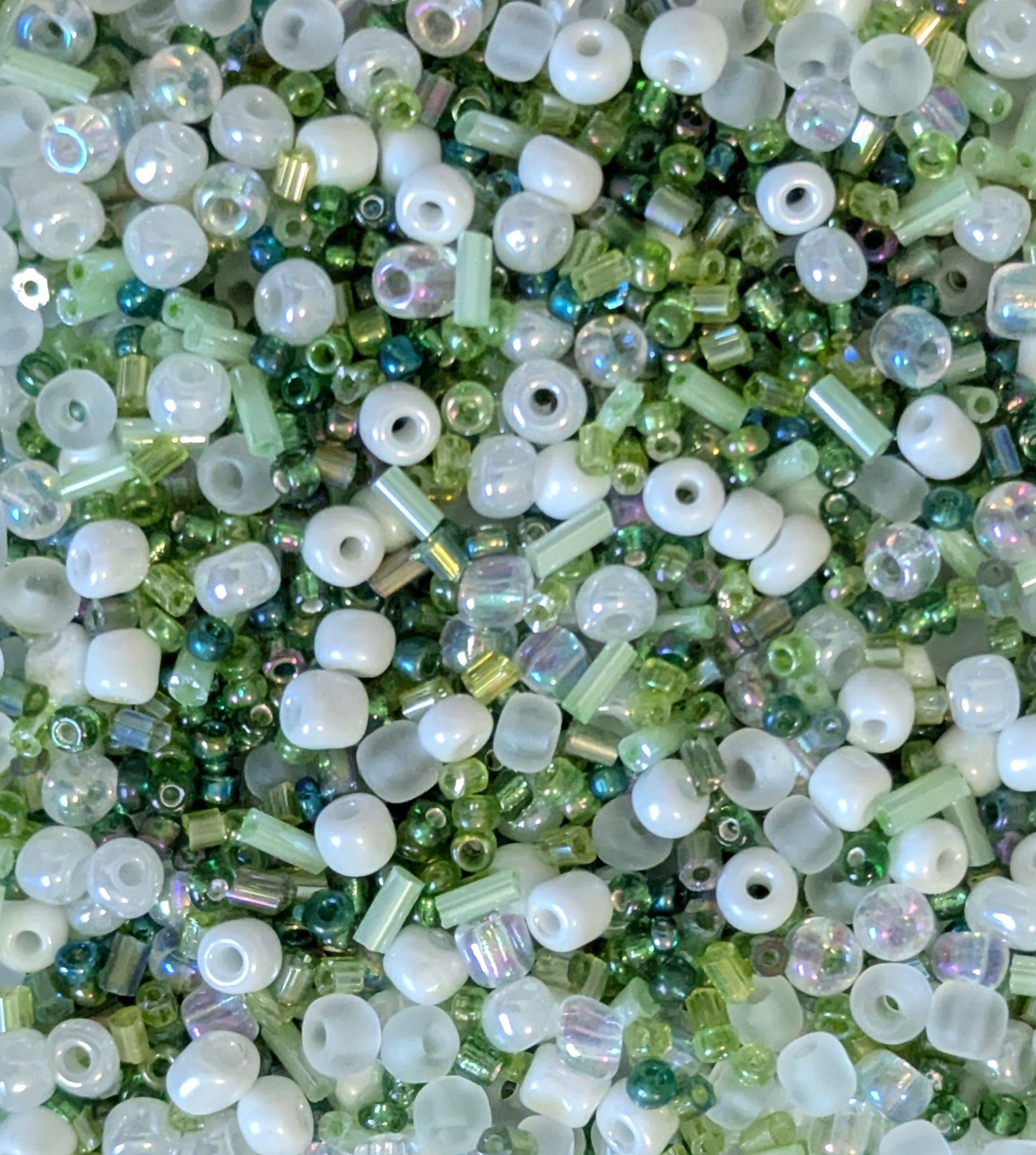 Green & White Bead Mix