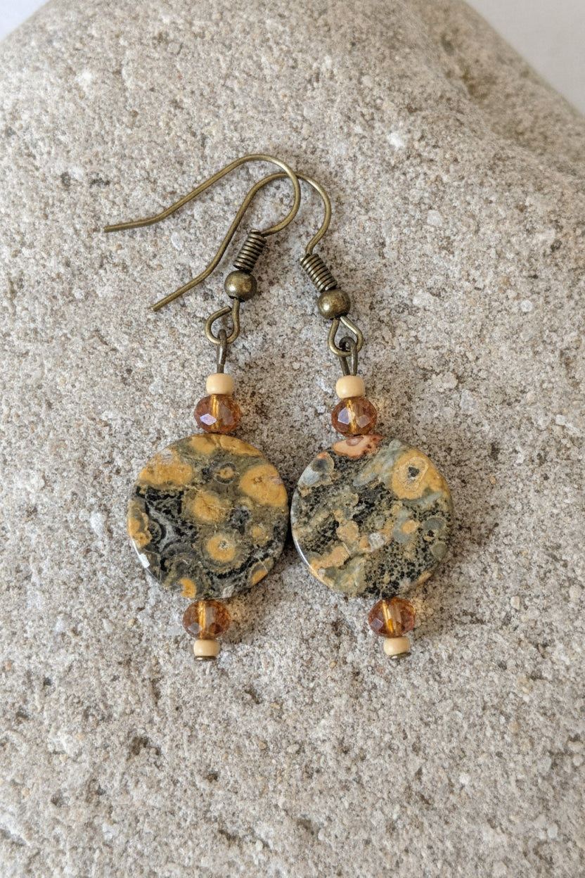 Flat Disk Gemstone Earrings