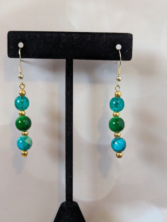 Triple Dangle Earrings (Sea Green)