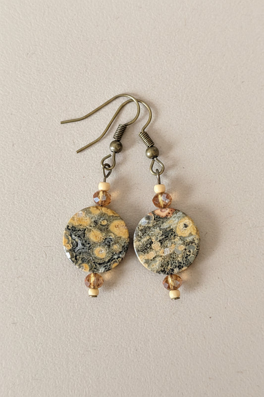 Flat Disk Gemstone Earrings