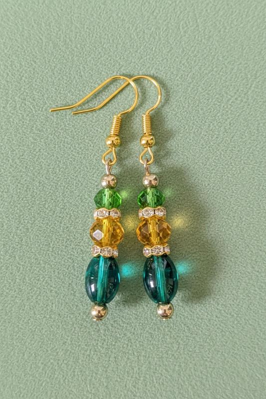 Green On Yellow On Green Earrings