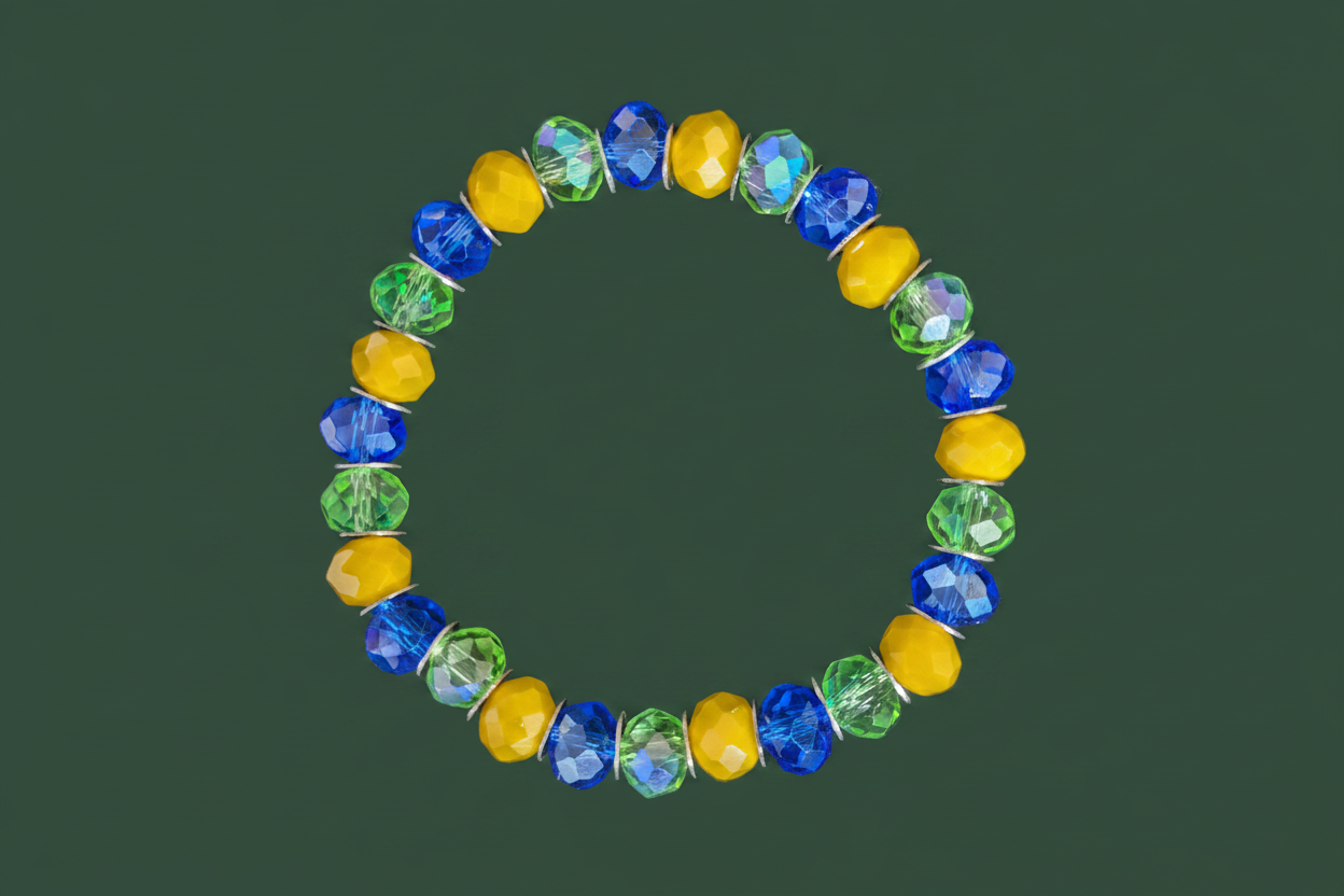 Yellow Multi Color Bead Bracelet