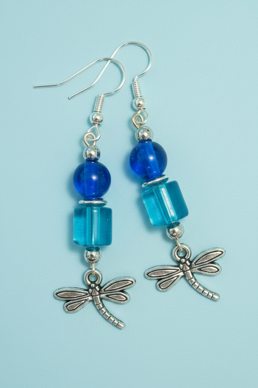 Dragonfly Glass Dangle Earrings