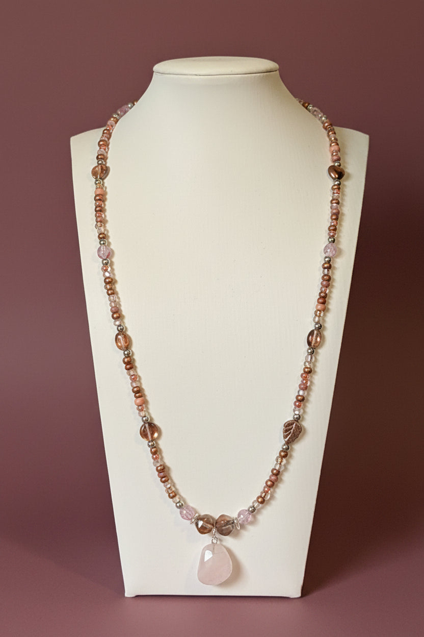 Burgundy Czech Glass Pendant Necklace