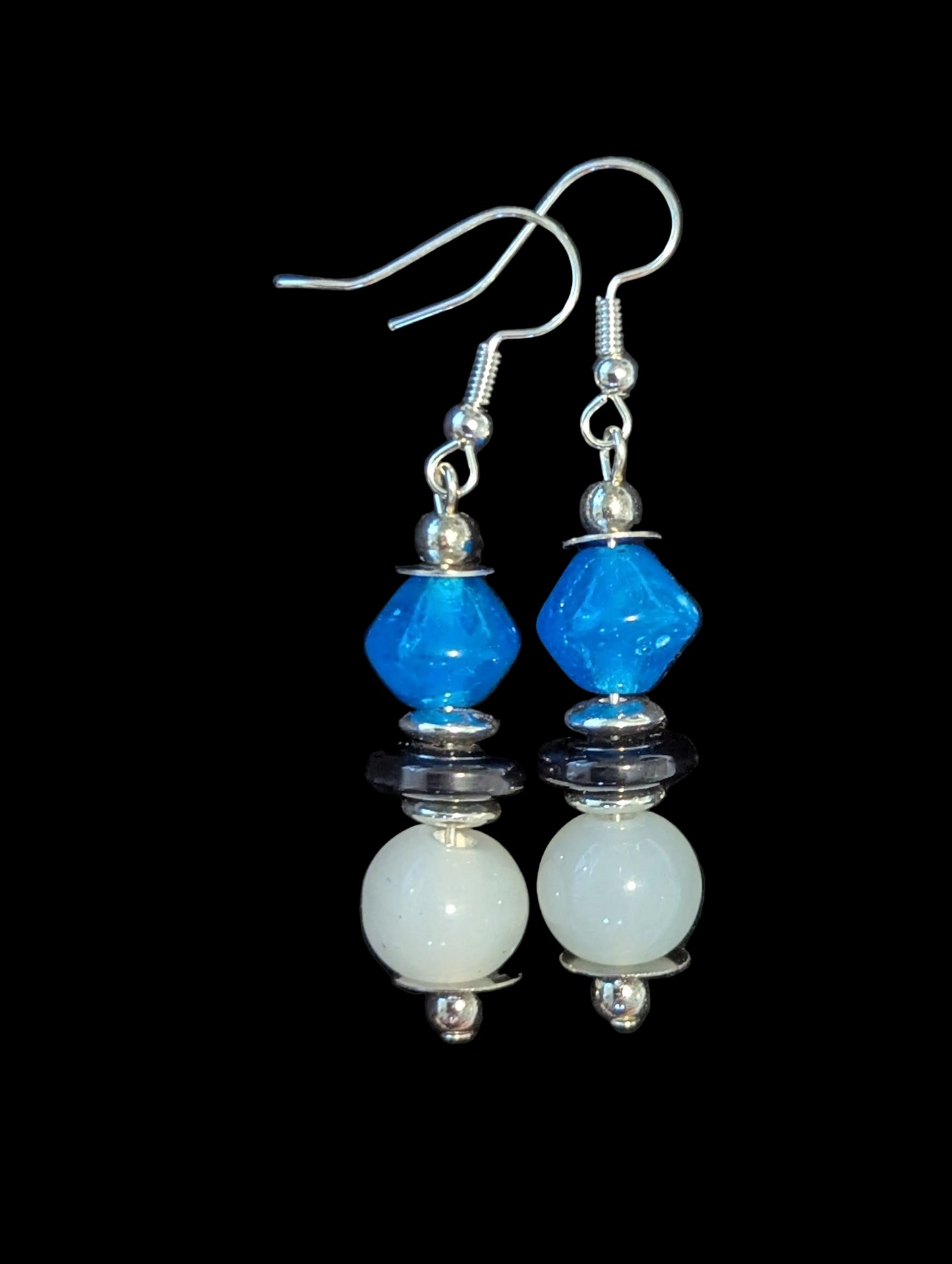 Blue & White Glass Bead Earrings