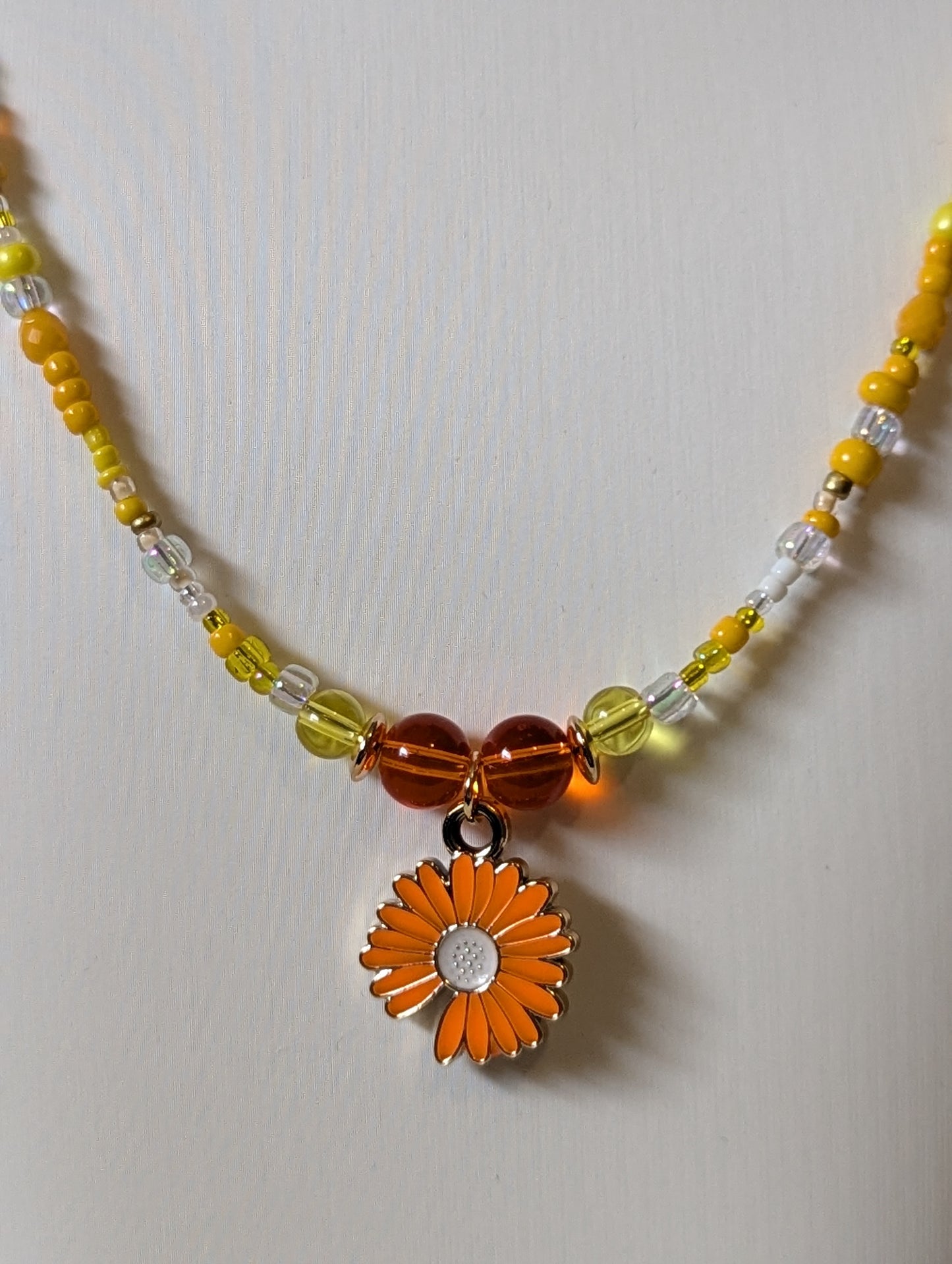 Orange Flower Pendant Necklace