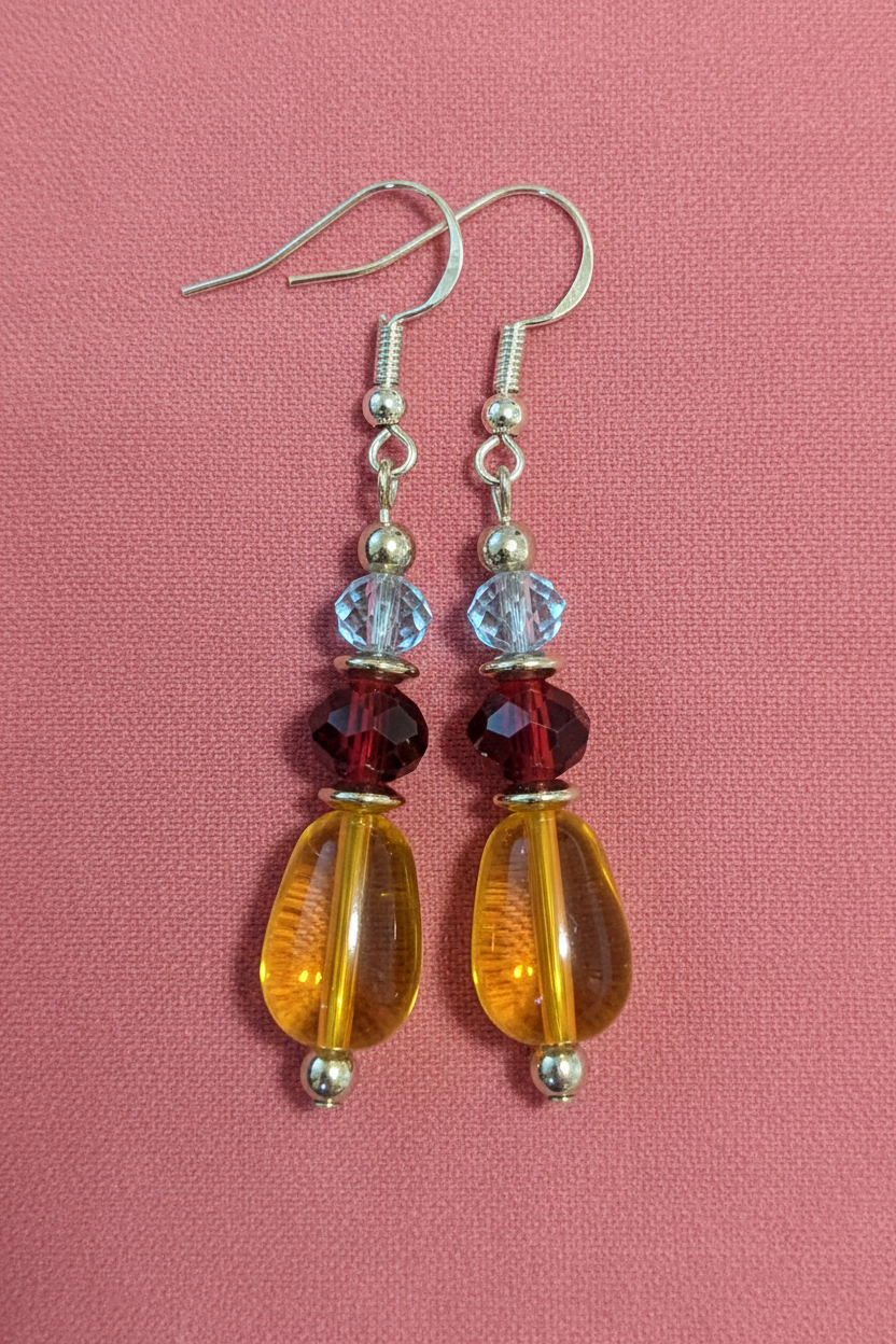 Yellow & Red Glass Earrings