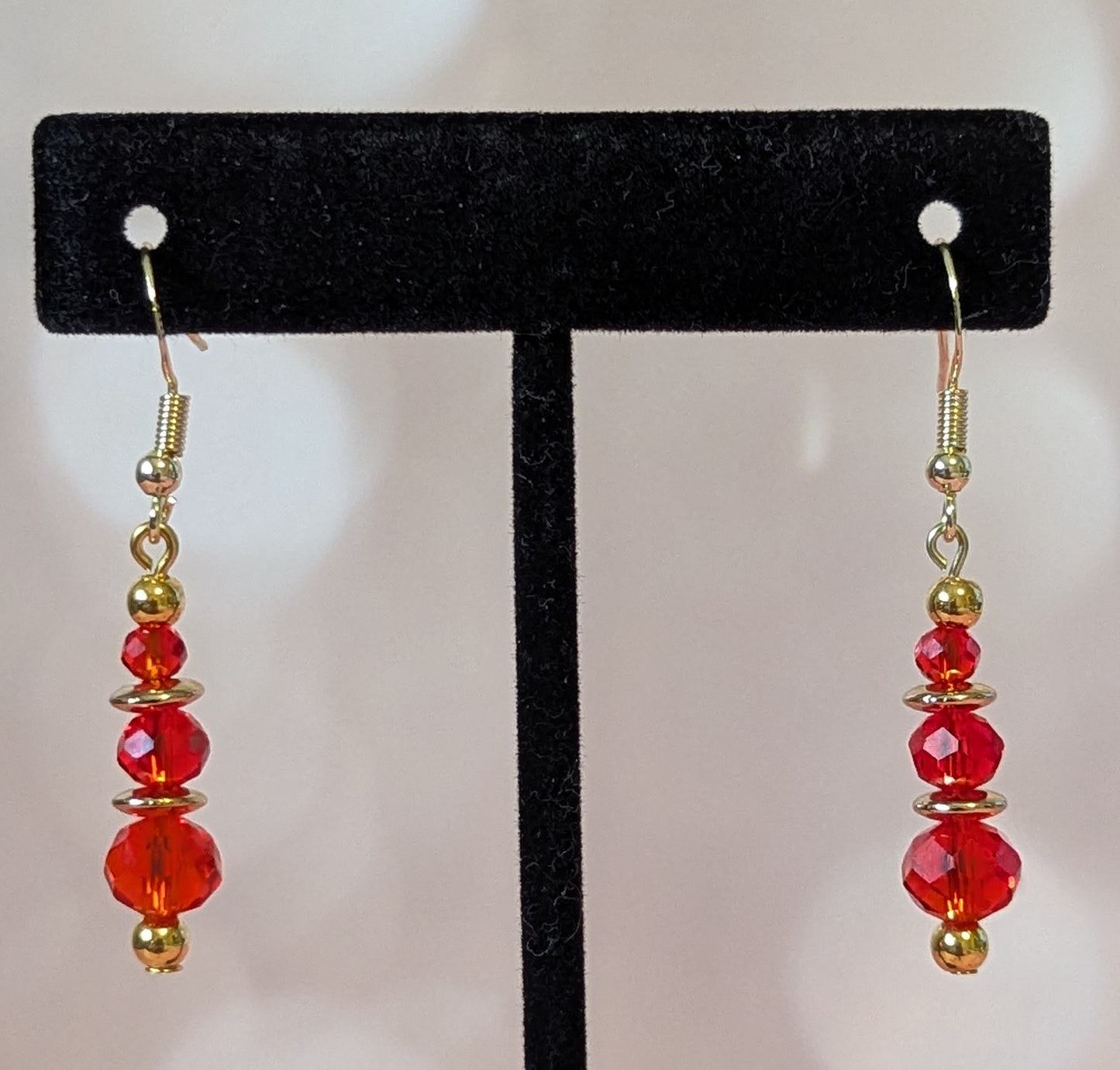 Triple Red Faceted Earrings
