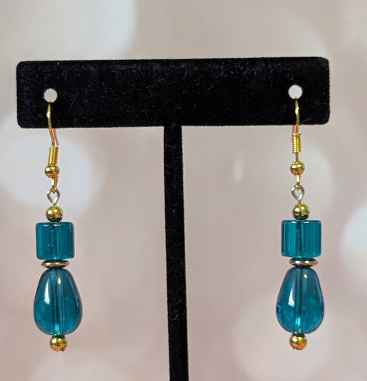 Blue On Blue Glass Earrings