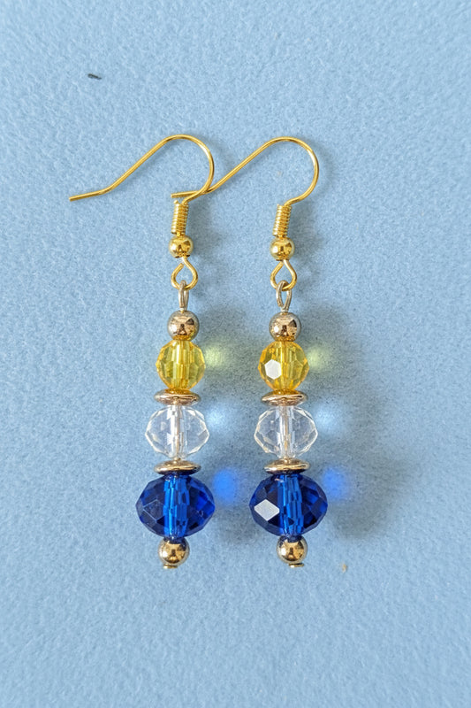 Blue, Clear & Yellow Earrings