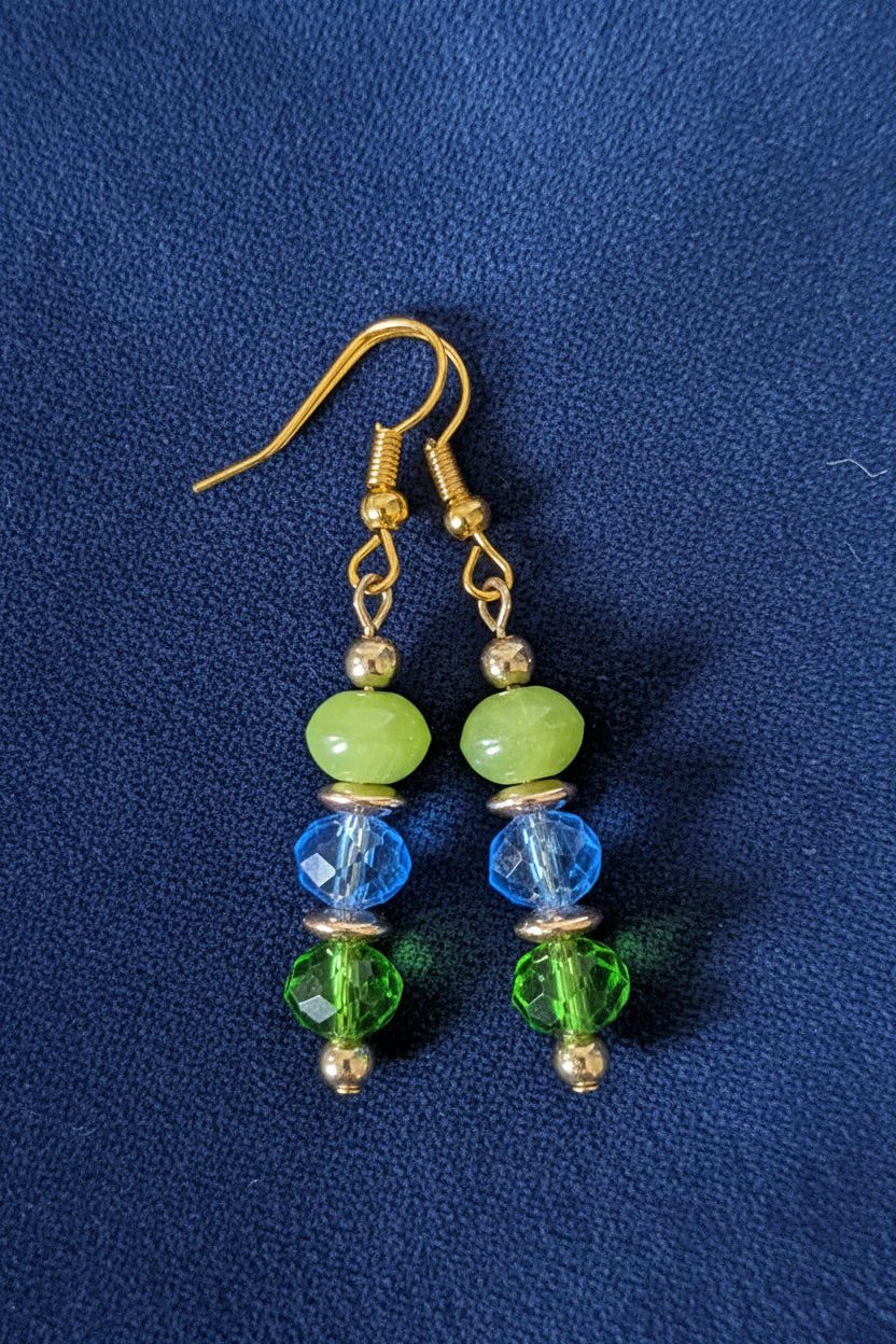 Green & Blue Glass Earrings