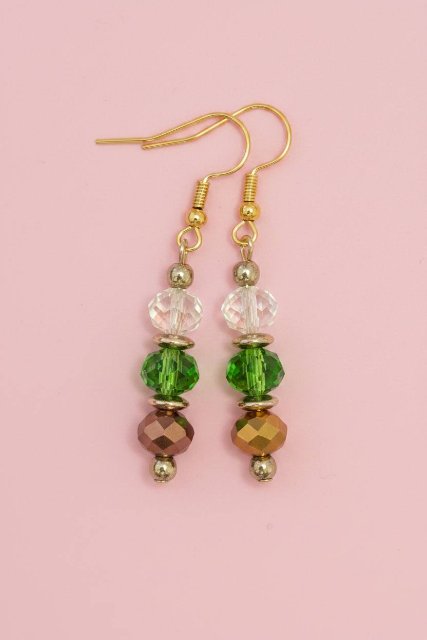 Brown & Green Faceted Earrings