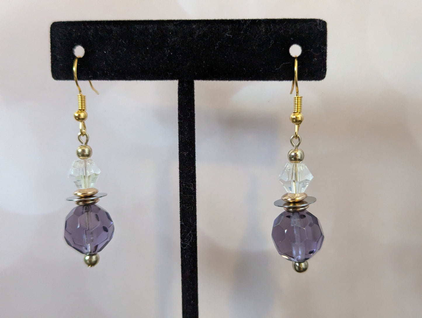 Purple & Clear Hourglass Earrings