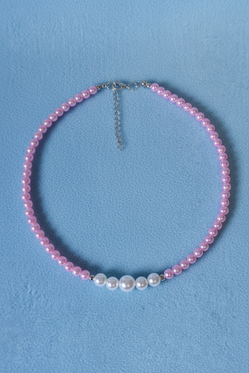 Pink Faux Pearl Necklace