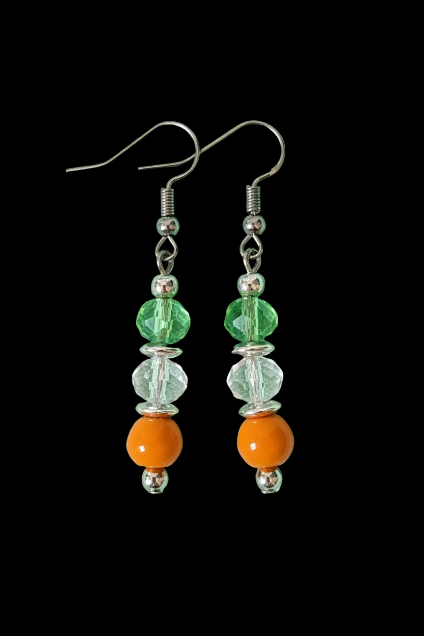 Orange, Clear & Green Earrings