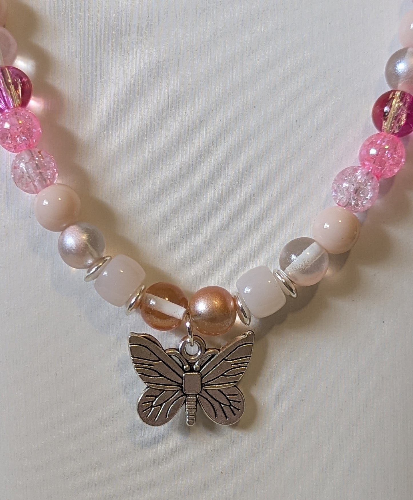 Pink Butterfly Pendant Necklace